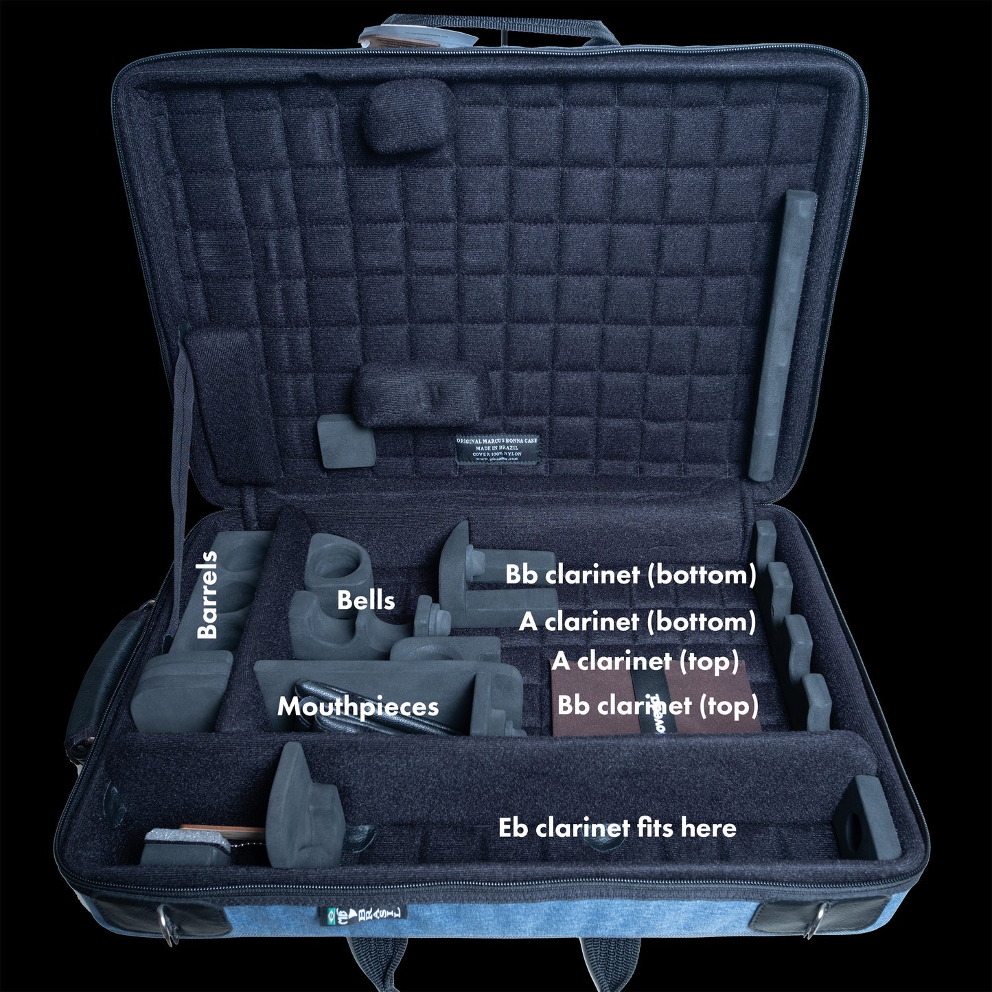 Earspasm/Bonna Triple Backpack case for Bb, A and Eb clarinets (Blue Heather)